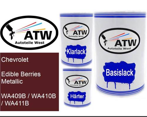 Chevrolet, Edible Berries Metallic, WA409B / WA410B / WA411B: 500ml Lackdose + 500ml Klarlack + 250ml Härter - Set, von ATW Autoteile West.